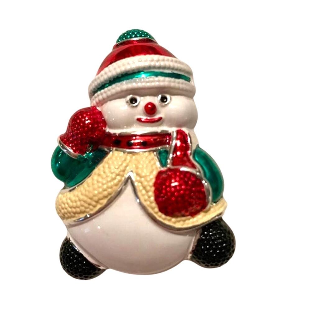 Vintage Best Roly Poly Snowman Brooch Christmas Holiday Festive Pin or Pendant